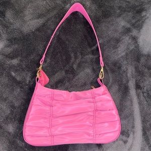 Pink nylon shoulder bag